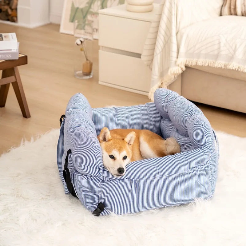 Car Dog Bed Safety Seat, Portable Pet Carrier with Seatbelt, Soft Cushion for Small Medium Dogs, Non-Slip Car Travel Accessories