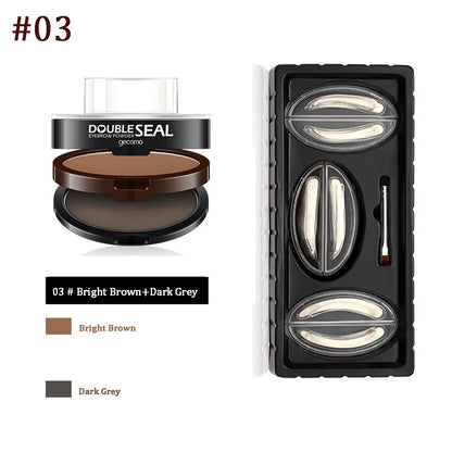 2 Color Eyebrow Powder Stamp Kit Quick Make Up Perfect Brow Shape Reusable Eyebrow Seal Stamp Brow Stencil Powder Palette
