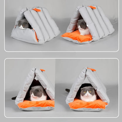 Triangular Sofa Cat Nest and  Drilled Holes Can Be Combined and Deformed. Multi-purpose Warm Autumn and Winter Pet Nests.