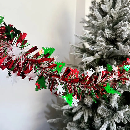 2M Christmas Snowflake Tinsel Garland Xmas Tree Decoration Christmas Metallic Twist Garland Ceiling Hanging New Year Party Decor