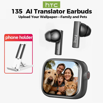 [Ultra HD Screen] HTC NE40 Earphones Bluetooth V6 TWS Sports Wireless Headphones AI Translator Earbud In-Ear Noise Reduction Mic