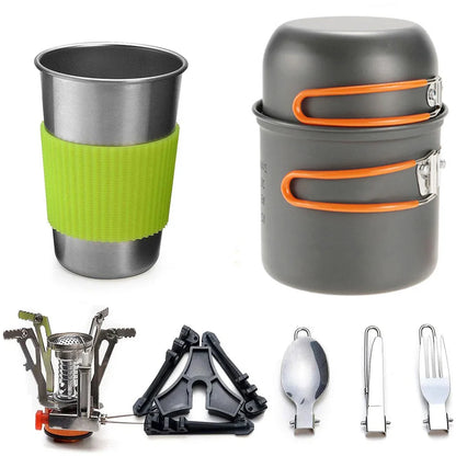 Outdoor Camping Cooking Set Optional Stove Combo Portable Cookware Tableware For Hiking Picnic Backpacking BBQ Supplies
