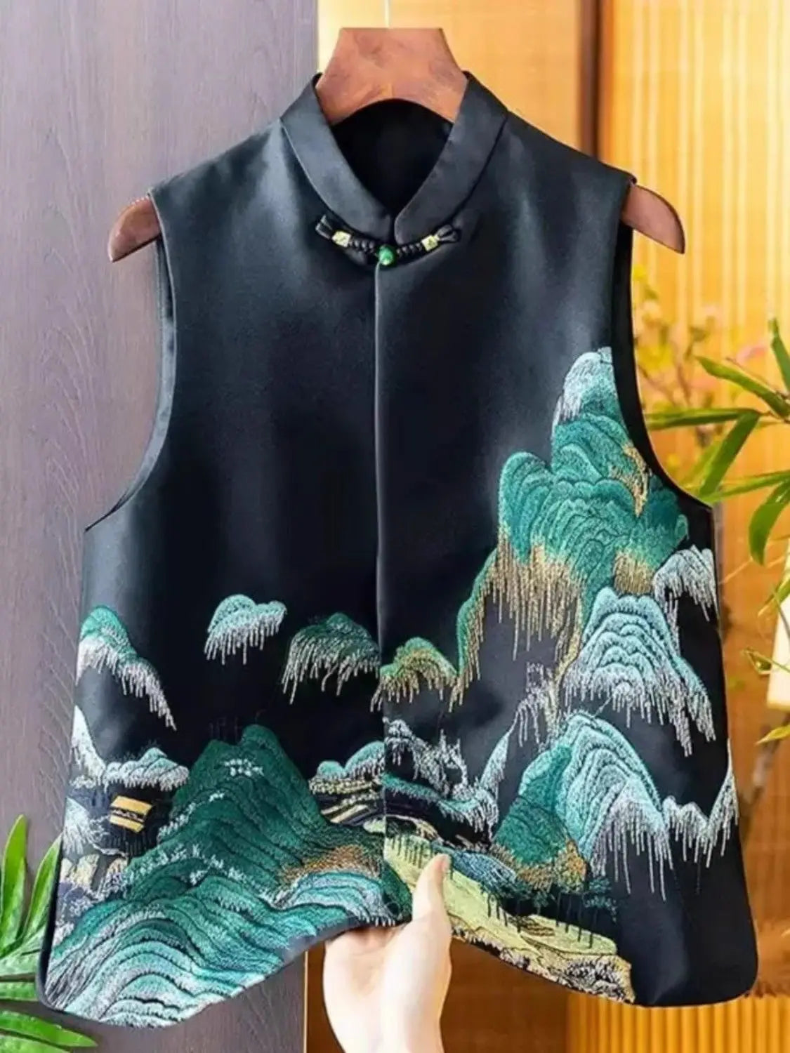 Satin Silk Embroidered Vest Women Chinese Style Vintage Vest Sleeveless Retro Tops Female Autumn New Fashion