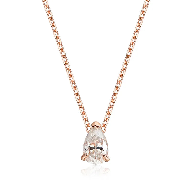 Smyoue Certified 1CT 2CT Pear Cut D VVS1 Moissanite Necklace for Women 18k Gold Plated Jewelry 100%  Sterling Silver 925 Pendant