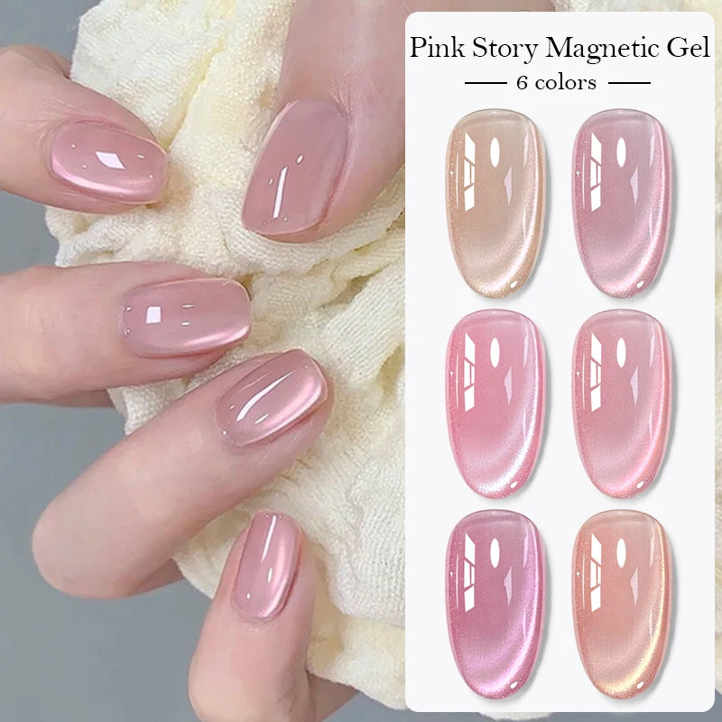 Pink Story Cat Magnetic Gel Nail Polish Nude Pink Gold Light Semi Permanent UV Gel Varnish Soak Off Nail Supplies Manicure DIY