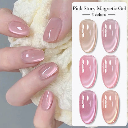 Pink Story Cat Magnetic Gel Nail Polish Nude Pink Gold Light Semi Permanent UV Gel Varnish Soak Off Nail Supplies Manicure DIY