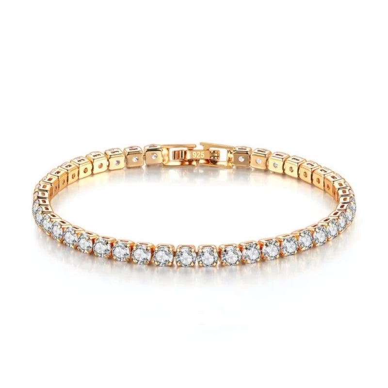 925 Sterling Silver Tennis Bracelet 2/4mm Cubic Zirconia for Women Mens Crystal Chain on The Hand Hip-hop Streetwear Jewelry