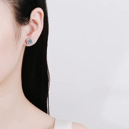 Moissanite Earrings for Women Pass Diamond Test Pen 100%  With Certificate Ear Studs 925 Sterling Silver Fine Jewelry