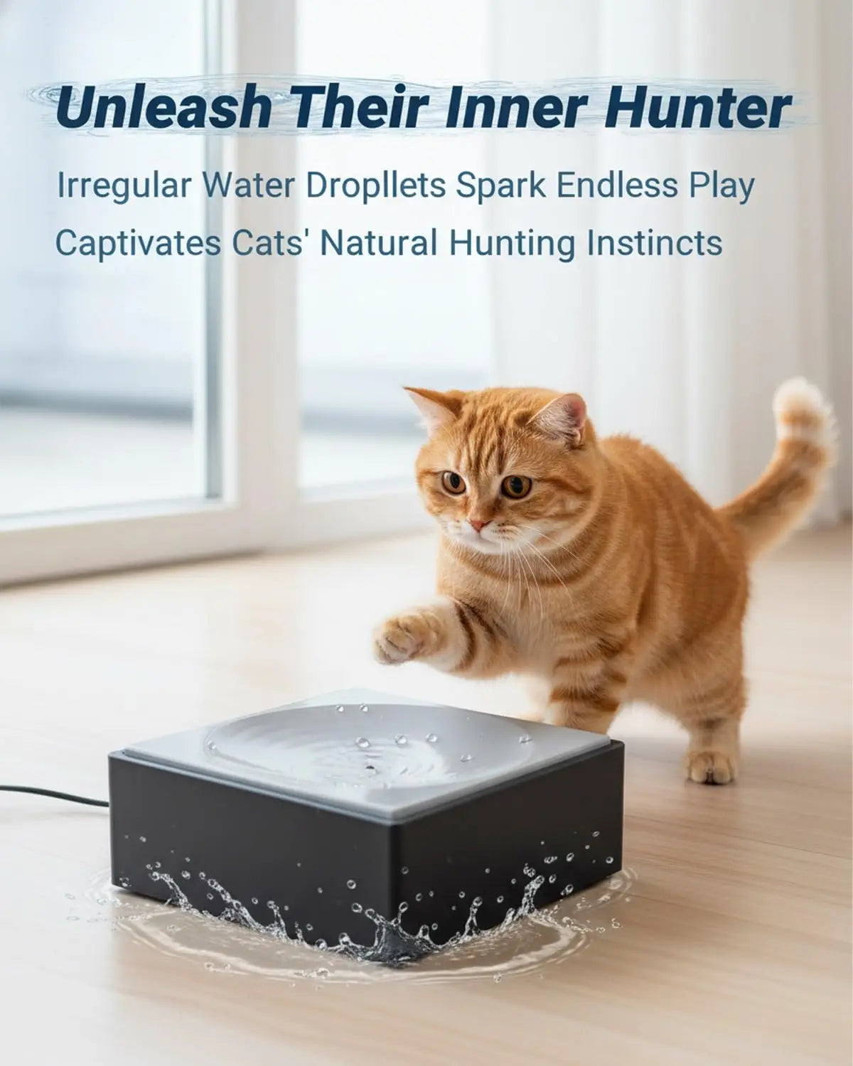 Cat Water Dispenser with Drip Design,Interactive Pet Drinking Toy,Easy to Clean Water Station for Indoor Outdoor Cats and Kitten
