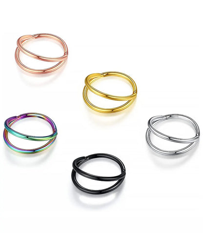 Nose Rings Hoops Double Septum Rings Cartilage Hoop Earring Piercing Nariz Open Stacked Hoop Nose Rings for Women and Men