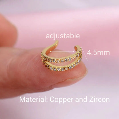 1Pc Fashion Geometry Crystal CZ  Leaf Clip Earring For Women Without Piercing Punk Vintage Star Ear Cuff Wrap Adjustable Jewelry