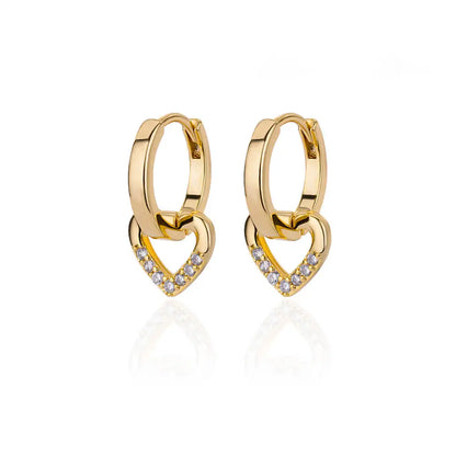 Hollow Zircon Heart Earrings For Women Stainless Steel Gold Color Heart Earring Luxury Wedding Couple Jewelry Gift Free Shipping