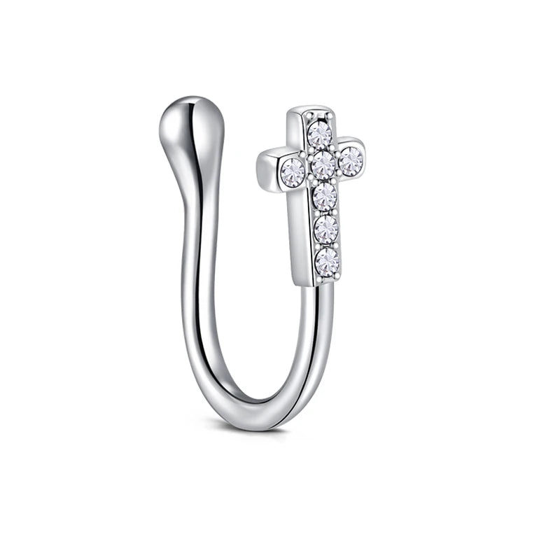 1Pcs Stainless Steel Nose Ring Hoop C Shape Septum Rings Non Piercing Ear Clip Earring Fake Nose RingsWomen Piercing Jewelry
