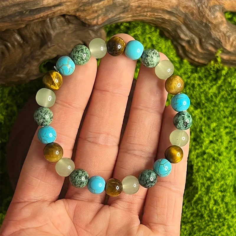 Natural Stone Symbolic Beaded Bracelet Women Men Anxiety Relief Protection Money Spiritual Inner Self-Love Jewelry
