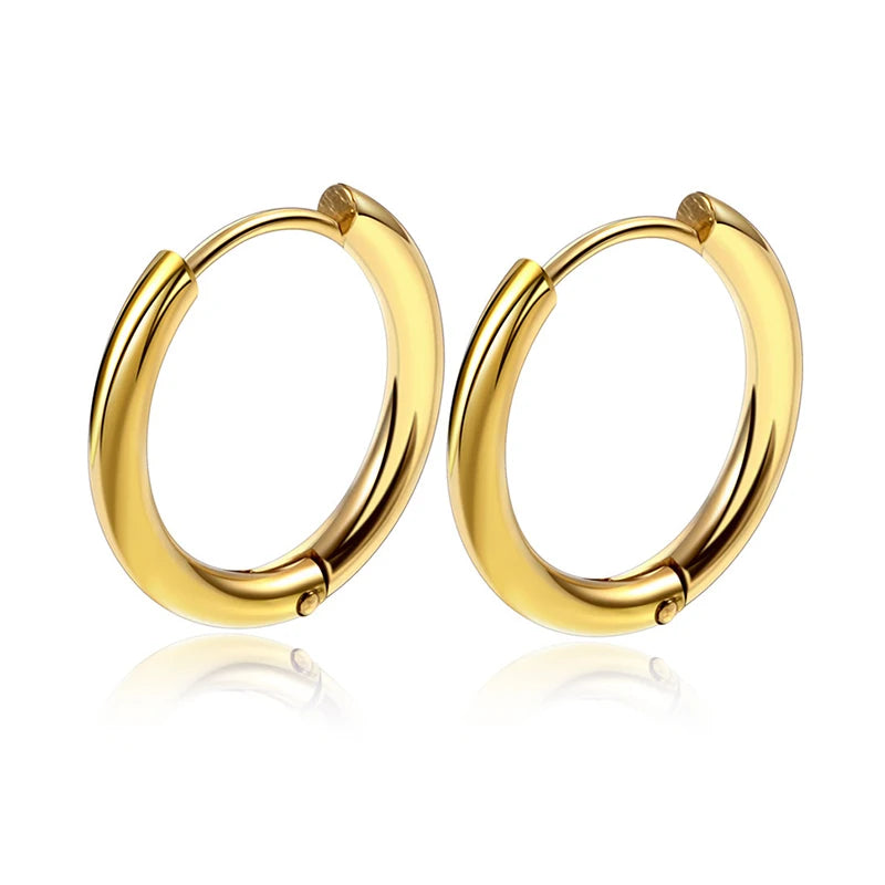 1 Pair Stainless Steel Round Hoop Earrings For Women 2.5mm Thick Hip-hop Street Pop Ear Buckle Classic Huggie Daily Jewelry