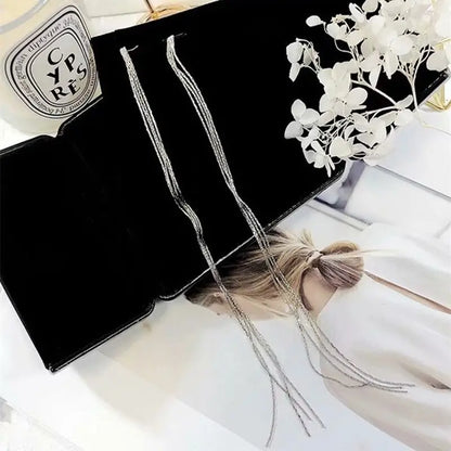 Trend Long Wire Tassel Thread Chain Climb Star Heart Beads Pendants Drop Earrings for Women Straight Hanging Ear Jewelry