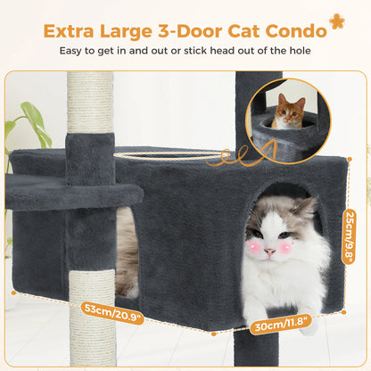 Large Cat Tree and Tower for Indoor Cats With Sisal-Covered Scratching Posts Spacious Hammock Padded Perches and Condos Cat Toys