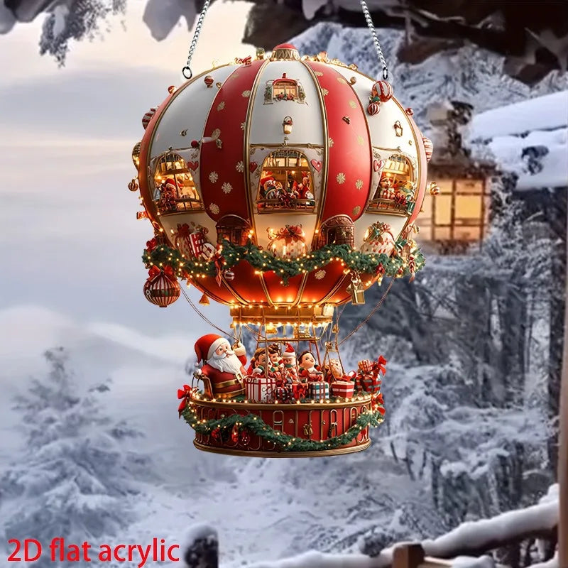 Balloon Christmas Day Ornaments 2D Flat Acrylic Hot Air Balloon Glass Ornament For Christmas Day Big Decoration IntéRieur
