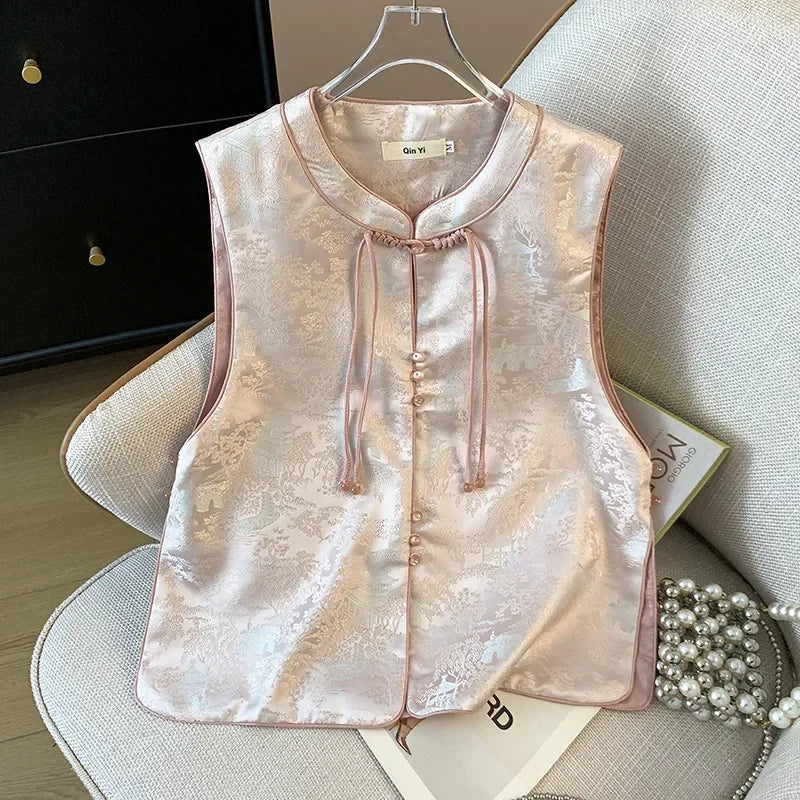 Thin Streetwear Casual Vintage Quality Chinese Ethnic Style Jacket Vests for Women Clothing Coats Fashion Clothes Embroidery