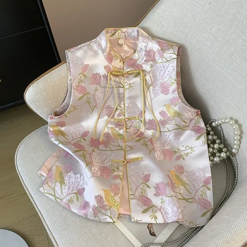 Thin Streetwear Casual Vintage Quality Chinese Ethnic Style Jacket Vests for Women Clothing Coats Fashion Clothes Embroidery