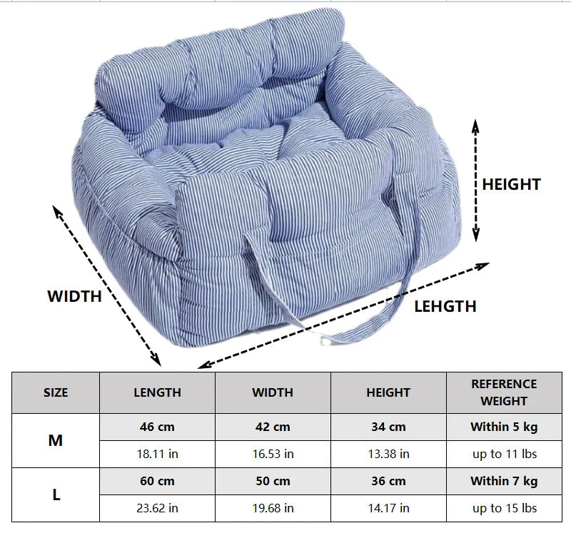 Car Dog Bed Safety Seat, Portable Pet Carrier with Seatbelt, Soft Cushion for Small Medium Dogs, Non-Slip Car Travel Accessories