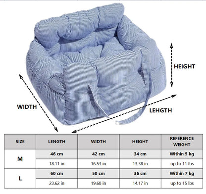 Car Dog Bed Safety Seat, Portable Pet Carrier with Seatbelt, Soft Cushion for Small Medium Dogs, Non-Slip Car Travel Accessories