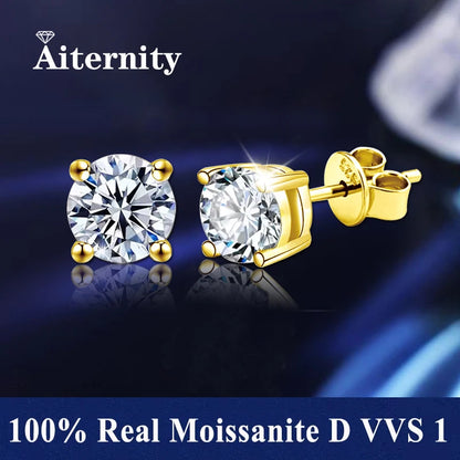 Moissanite Earrings for Women Pass Diamond Test Pen 100%  With Certificate Ear Studs 925 Sterling Silver Fine Jewelry