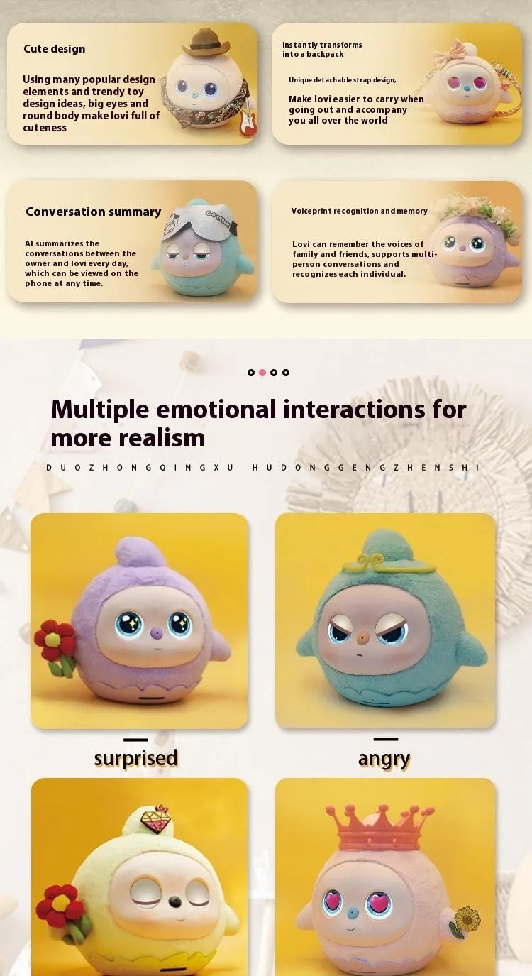 loviPeer Artificial Intelligence AI Bean Bag Deepseek Desktop Robot Conversation Chat Companion Plush Toy