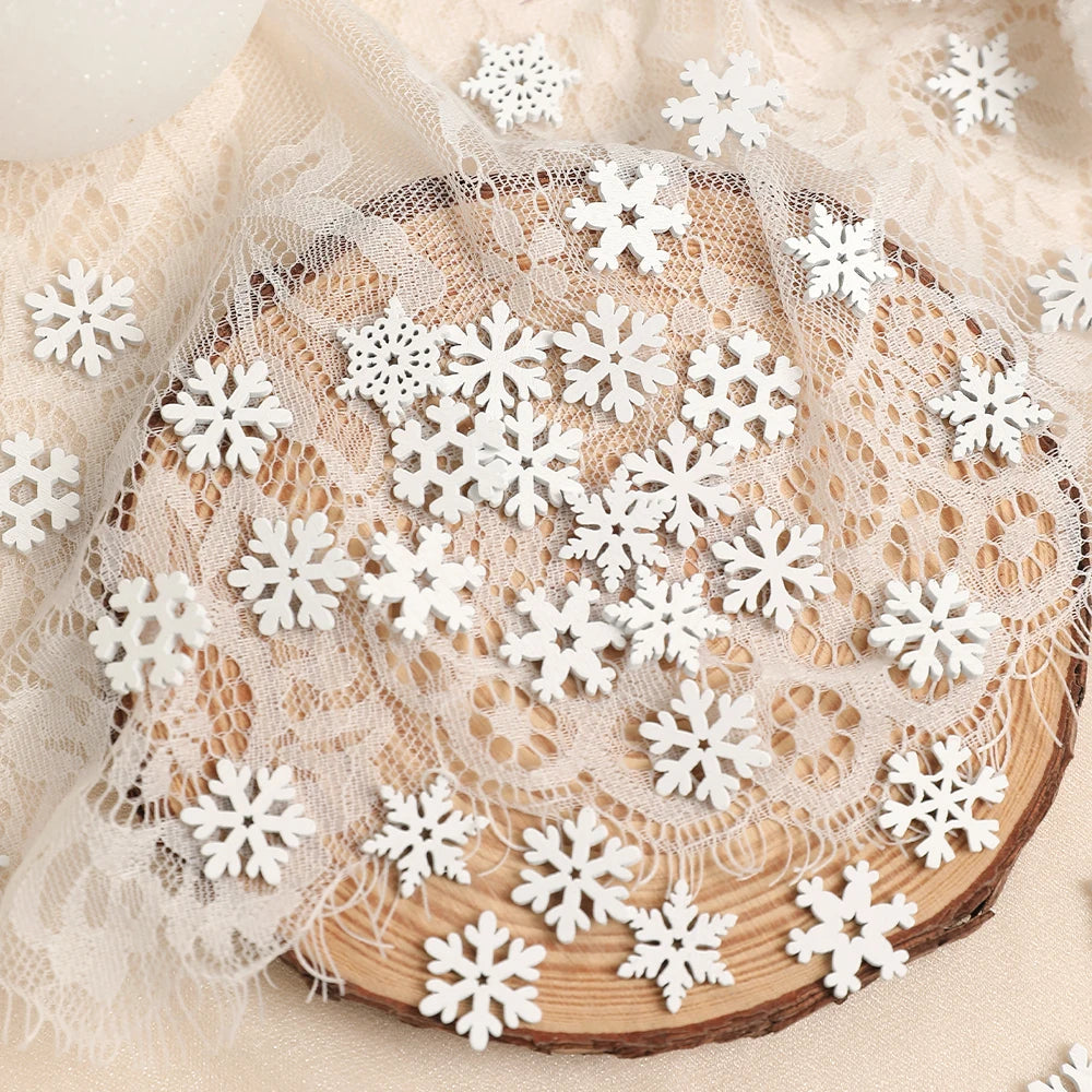 50/100PCS Wooden Snowflakes For Christmas, DIY Ornaments, Home Room Decor, Perfect For Craft Projects And Tree Decoration