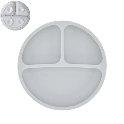 Silicone Baby Sucker Silicone Dining Plate Rice Spoon Set Cute Cartoon Children Dishes Smile Face Baby Tableware Retro Kid Bowl