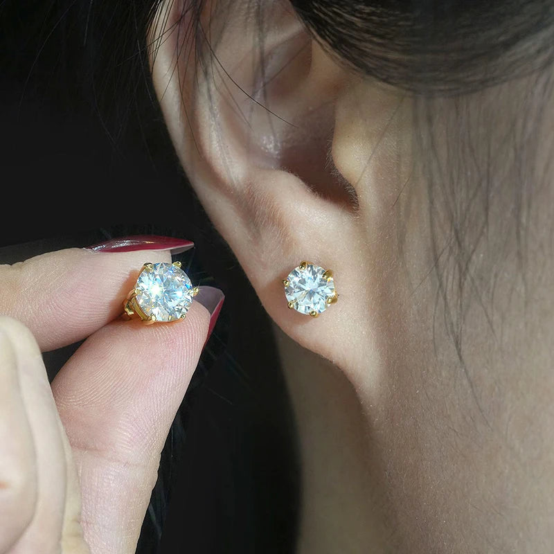 Moissanite Earrings for Women Pass Diamond Test Pen 100%  With Certificate Ear Studs 925 Sterling Silver Fine Jewelry