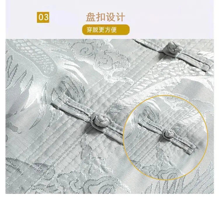Chinese-style Men Short-sleeved Shirt, Summer Stand-up Collar Single-breasted Shirts, Decorated with Chinese Dragon Patterns.