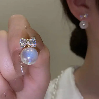 New Trend Simulation Pearl Long Earrings Women's Flower Rhinestone Wedding Pendant Earrings Fashion Korean Jewelry Earrings