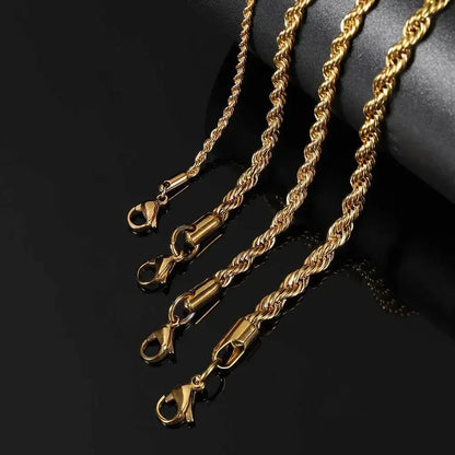 Stainless Steel Bracelet For Women Men 2/3/4/5/6MM Gold Color Twisted Rope Chain Bangle Fashion Never Fade Jewelry Accessories