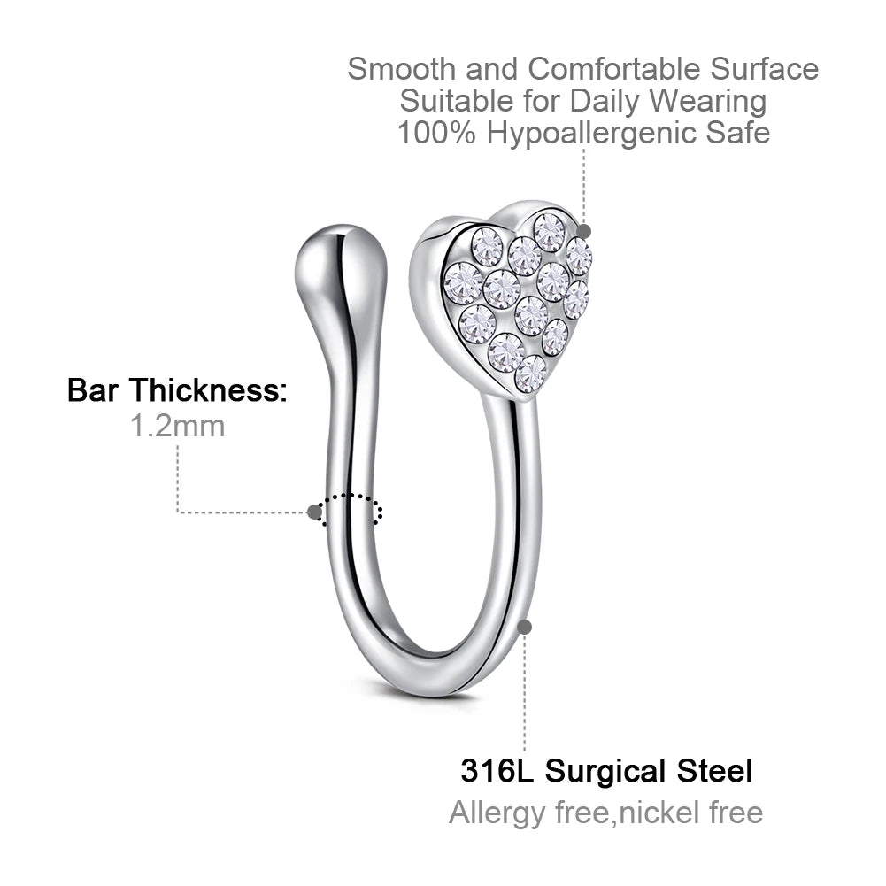 1Pcs Stainless Steel Nose Ring Hoop C Shape Septum Rings Non Piercing Ear Clip Earring Fake Nose RingsWomen Piercing Jewelry