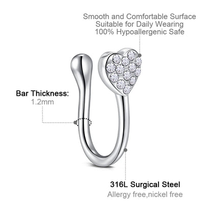 1Pcs Stainless Steel Nose Ring Hoop C Shape Septum Rings Non Piercing Ear Clip Earring Fake Nose RingsWomen Piercing Jewelry