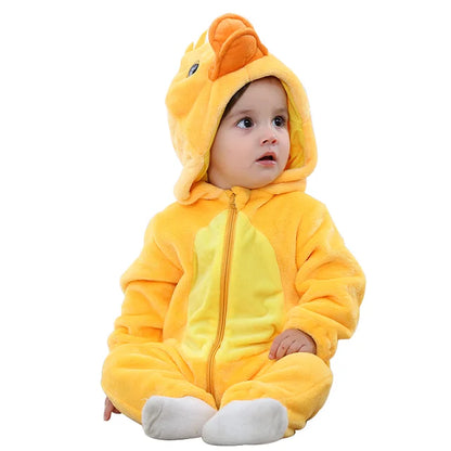 MICHLEY Carniva Baby Rompers Winter Clothes Flannel Hooded Bodysuits Pajamas Animals Overall Jumpsuit For Girls Boys Kids