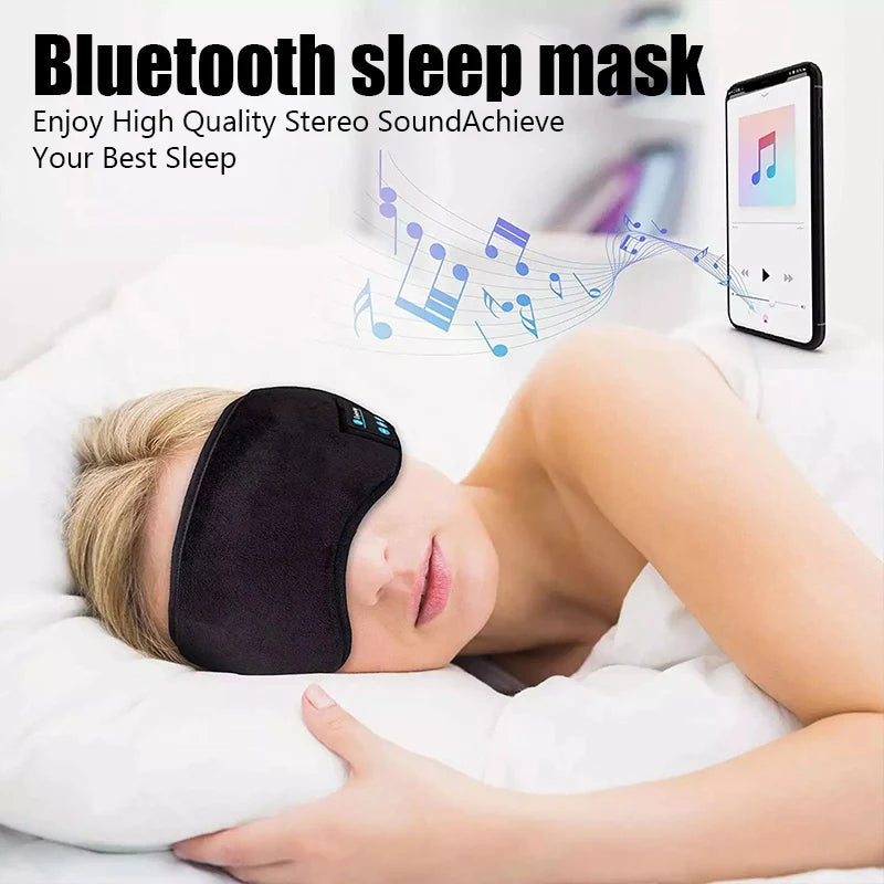 Bluetooth Wireless Headphones Sleeping Eye Mask Earphones Smart Music Sleep Headband Soft Elastic Eye Cover Headset Yoga Travel