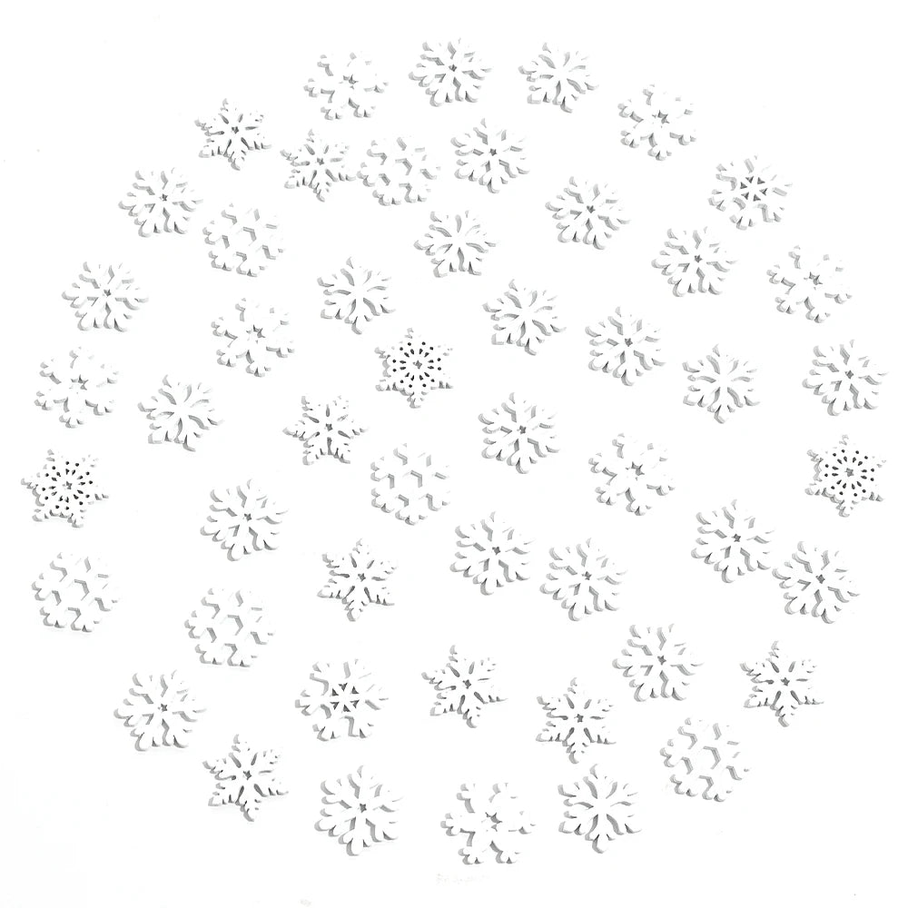 50/100PCS Wooden Snowflakes For Christmas, DIY Ornaments, Home Room Decor, Perfect For Craft Projects And Tree Decoration