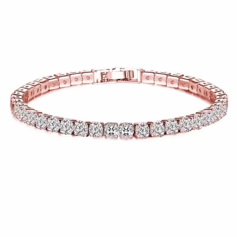 925 Sterling Silver Tennis Bracelet 2/4mm Cubic Zirconia for Women Mens Crystal Chain on The Hand Hip-hop Streetwear Jewelry