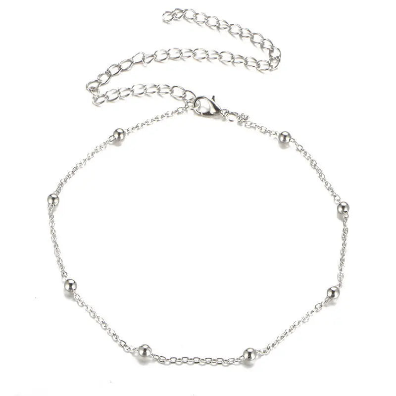 LATS Gold Color Double Layered Long Tassel Chain Necklaces for Women Simple Metal Geometric Bead Choker Necklace Fashion Jewelry