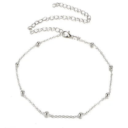 LATS Gold Color Double Layered Long Tassel Chain Necklaces for Women Simple Metal Geometric Bead Choker Necklace Fashion Jewelry