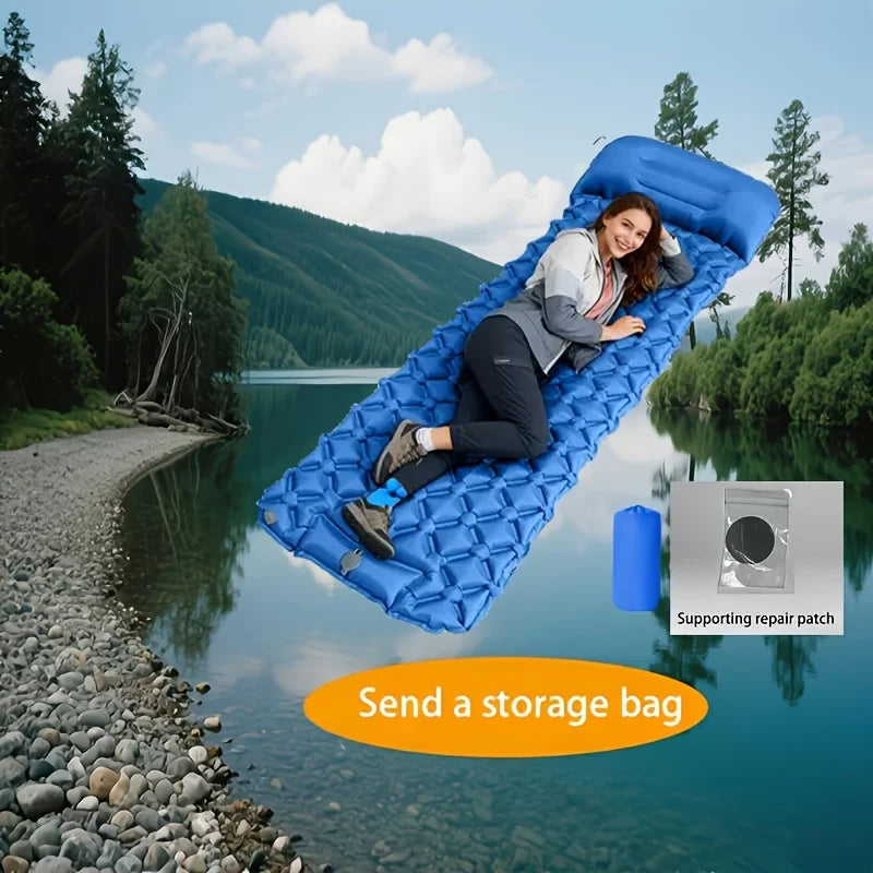 Outdoor Air Mattress, 1-Minute Quick Inflation Lightweight Portable Foldable Moisture-Proof Camping / Hiking / Picnics