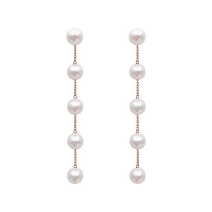 New Trend Simulation Pearl Long Earrings Women's Flower Rhinestone Wedding Pendant Earrings Fashion Korean Jewelry Earrings