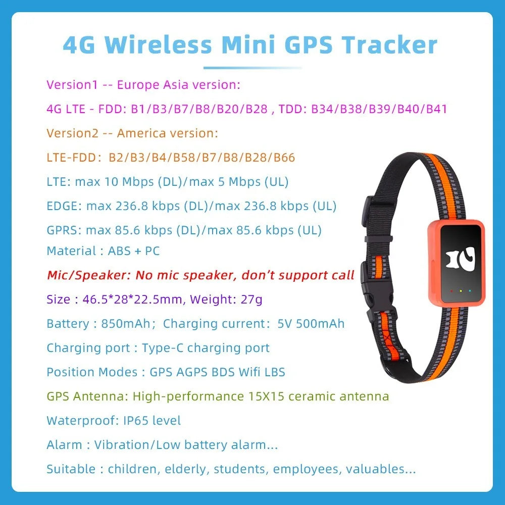 4G GPS Tracker for Dogs and Cats Waterproof Pet Locator with Health Monitor and Step Counter free card