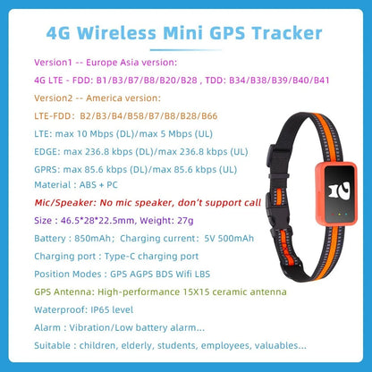 4G GPS Tracker for Dogs and Cats Waterproof Pet Locator with Health Monitor and Step Counter free card