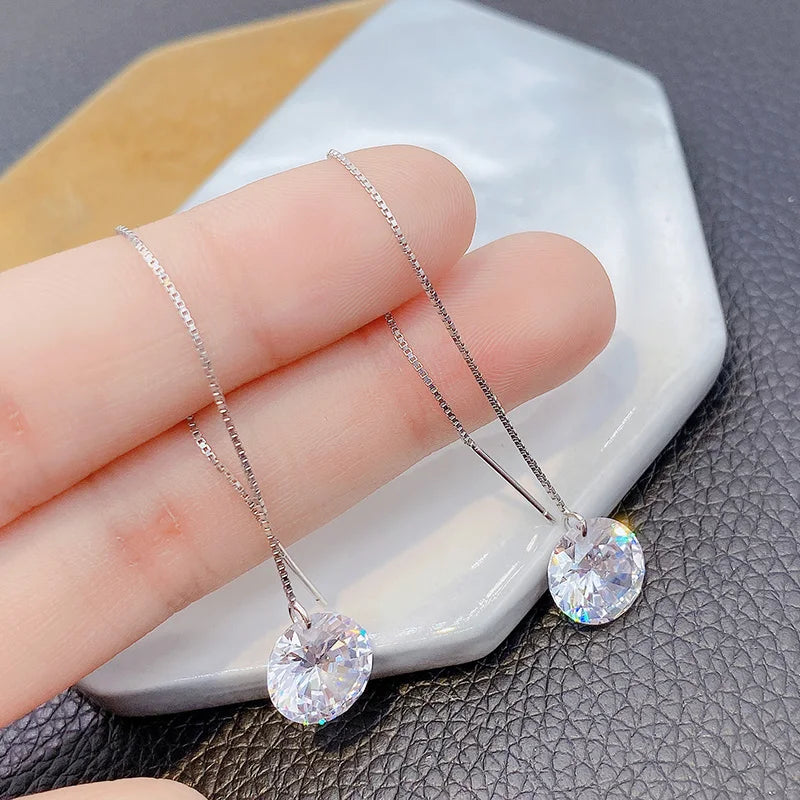 Trend Long Wire Tassel Thread Chain Climb Star Heart Beads Pendants Drop Earrings for Women Straight Hanging Ear Jewelry
