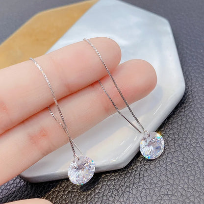 Trend Long Wire Tassel Thread Chain Climb Star Heart Beads Pendants Drop Earrings for Women Straight Hanging Ear Jewelry