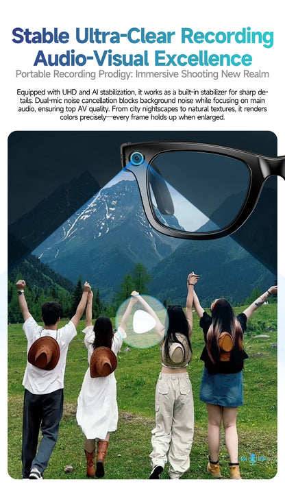 AI Smart Glasses with 8MP Camera Video Recording 100+ Languages Translation Sunglasses Bluetooth Call Music Play Men Women 2025