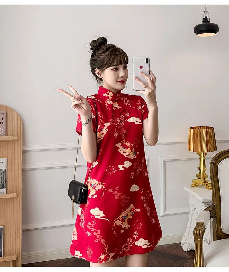 Chinese Traditional Dress Qipao for Women Fashion Vintage Lace Cheongsam Vestidos Autumn Sexy Elegant Party Wedding Clothing